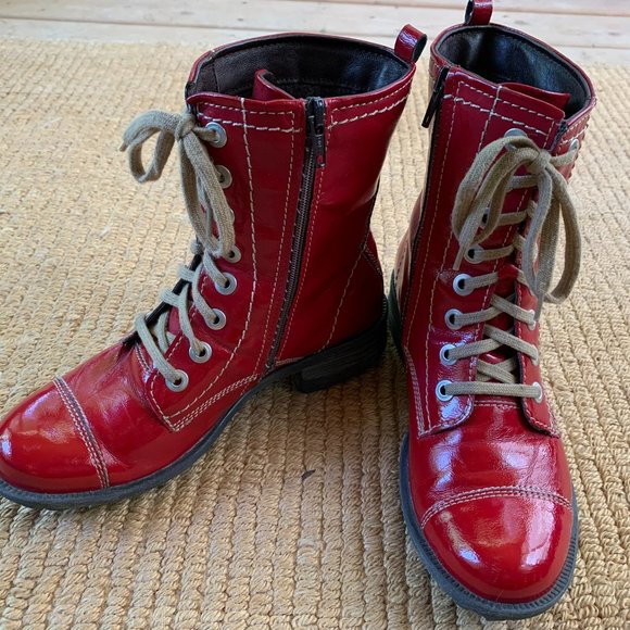 Josef Seibel Red leather patent boots - Picture 6 of 7